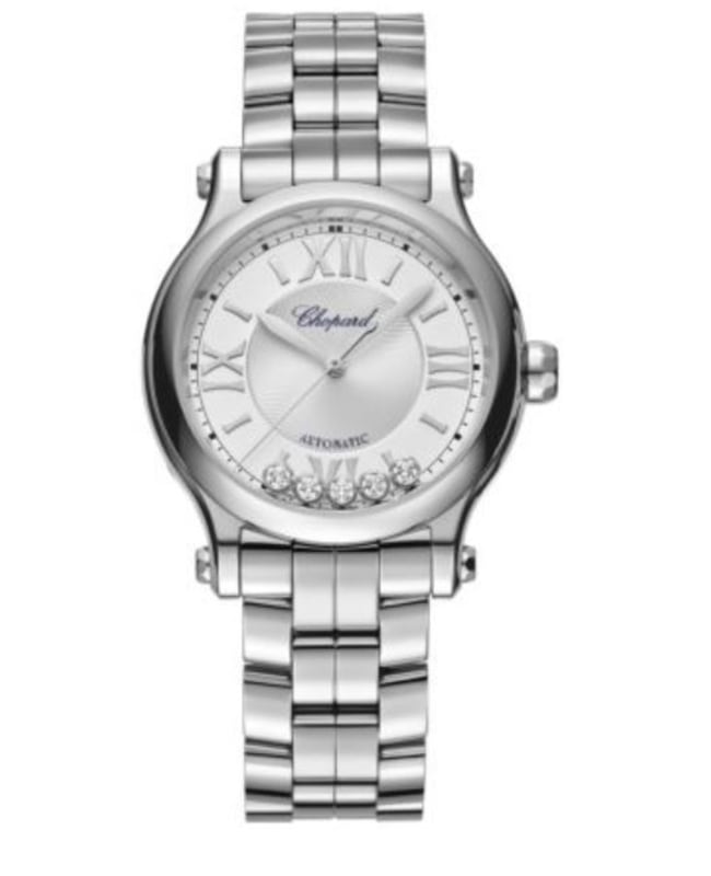 Chopard Happy Sport Automatic 33mm Silver Diamond Dial Steel Women's Watch 278608-3002
