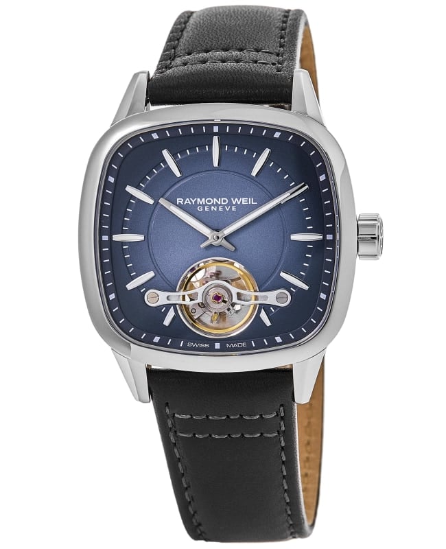 Raymond Weil Freelancer Automatic Blue Dial Black Leather Strap Men's Watch 2790-STC-50051