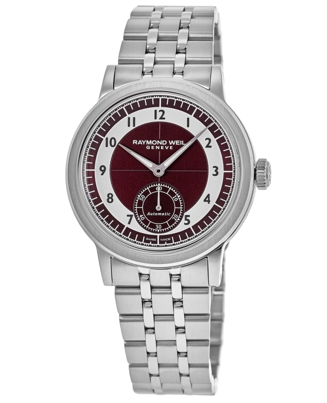 Raymond Weil Millesime Automatic Tuxedo Sector Burgundy Dial Stainless Steel Men's Watch 2930-ST-05450