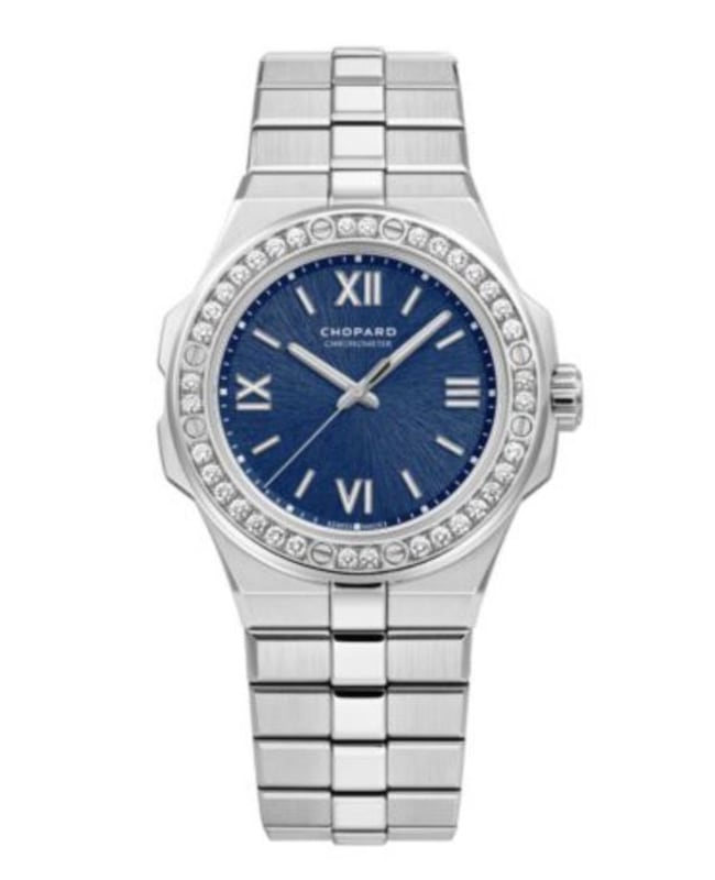 Chopard Alpine Eagle 36 Automatic Blue Dial Diamond Bezel Steel Womens Watch 2986013004 2986013004