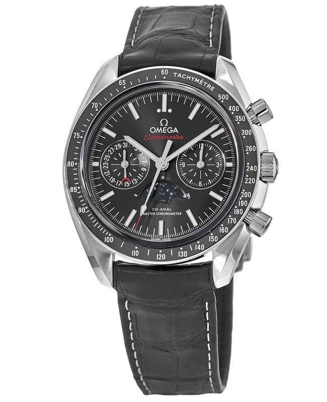 Omega Speedmaster Moonphase Co-Axial Master Chronometer Chronograph Black Dial Leather Strap Men’s Watch 304.33.44.52.01.001 304.33.44.52.01.001