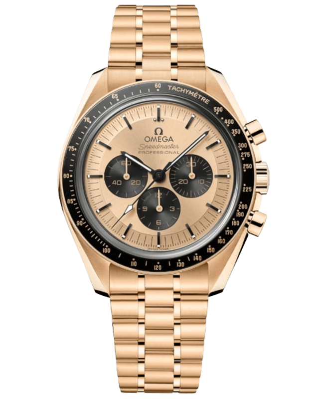 Omega Speedmaster Moonwatch Professional Chronograph Yellow Dial 18k Yellow Gold Men's Watch 310.60.42.50.99.002