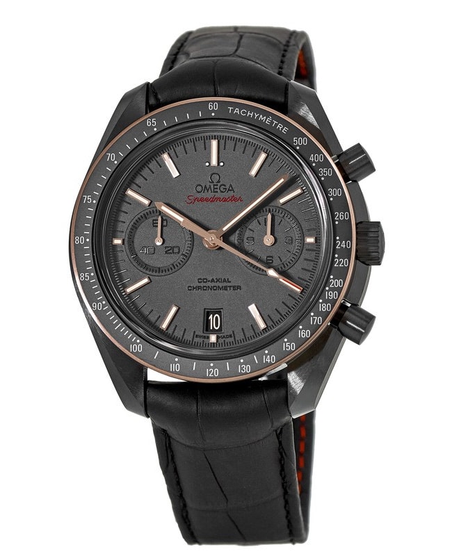 Omega Speedmaster Dark Side of the Moon Sedna Black Grey Dial 18K Rose Gold Leather Strad Men's Watch 311.63.44.51.06.001