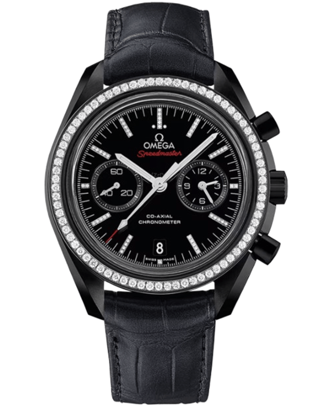 Omega Speedmaster Dark Side of the Moon Chronograph Diamond Black Dial Leather Strap Men's Watch 311.98.44.51.51.001