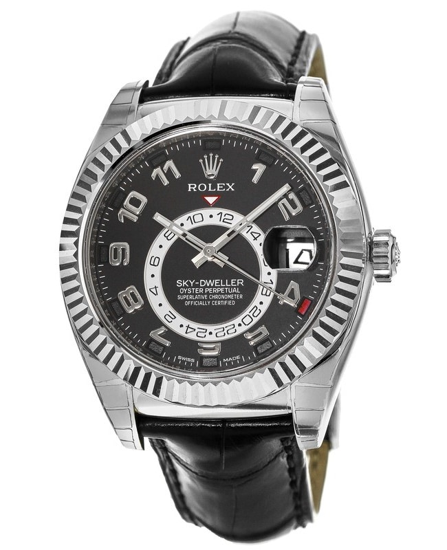 Rolex Sky-Dweller 42mm 18kt White Gold Black Dial Men's Watch 326139-0003