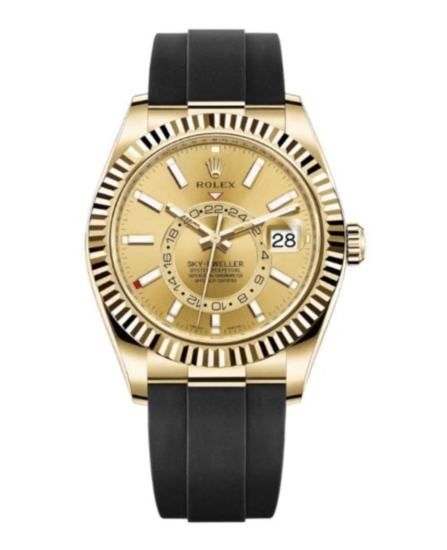 Rolex Sky-Dweller 42mm Black Dial  Rubber Strap Men's Watch 326238