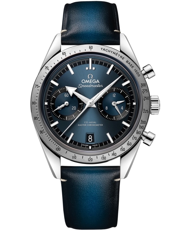 Omega Speedmaster '57 Chronograph Blue Dial Leather Strap Men's Watch 332.12.41.51.03.001