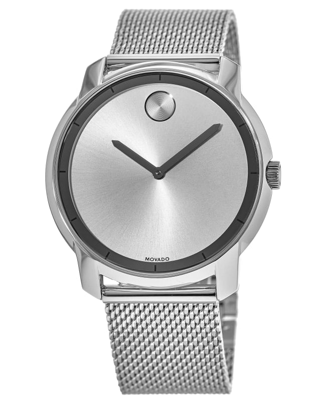 Movado Bold Silver Sunray Mesh Bracelet 44mm Mens Watch 3600260 3600260 225$