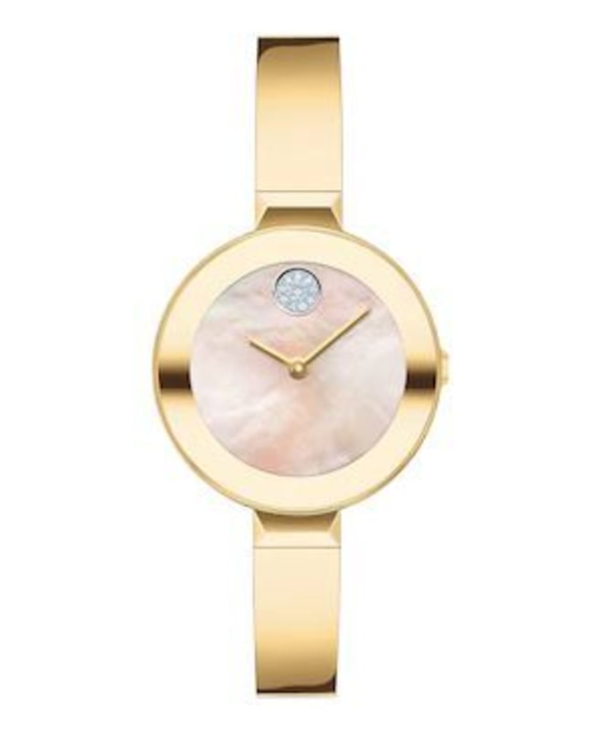 Movado Bold Yellow Gold Mother of Pearl Women’s Watch 3600627 3600627