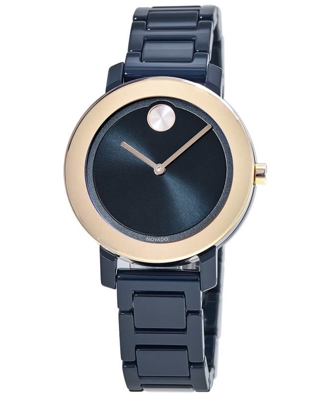 Movado Bold Evolution Navy Dial Ceramic Band Women’s Watch 3600708 3600708