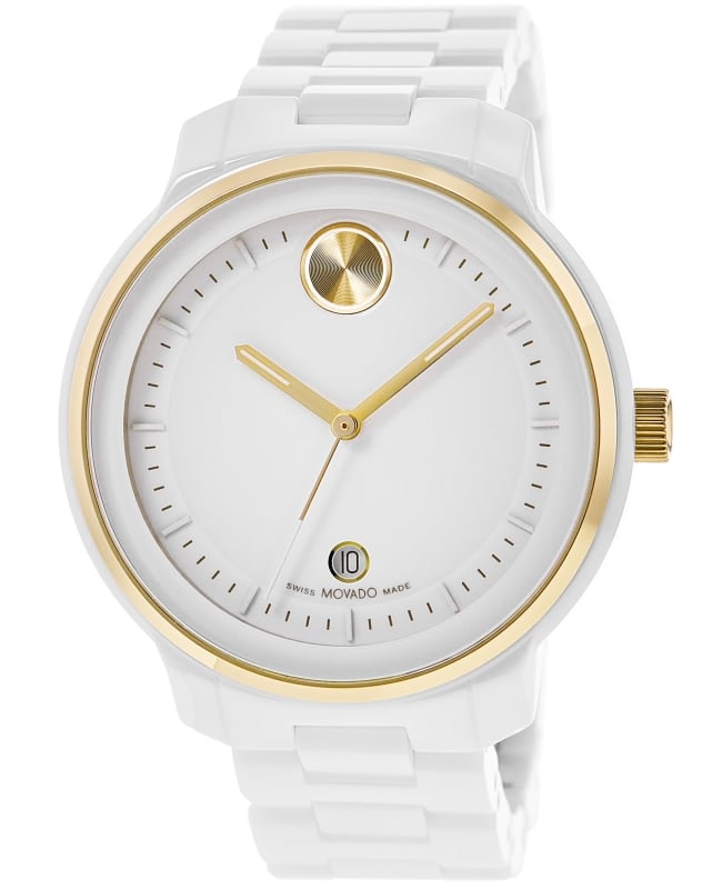 Movado Bold Verso 39mm White Dial Ceramic Men's Watch 3600934