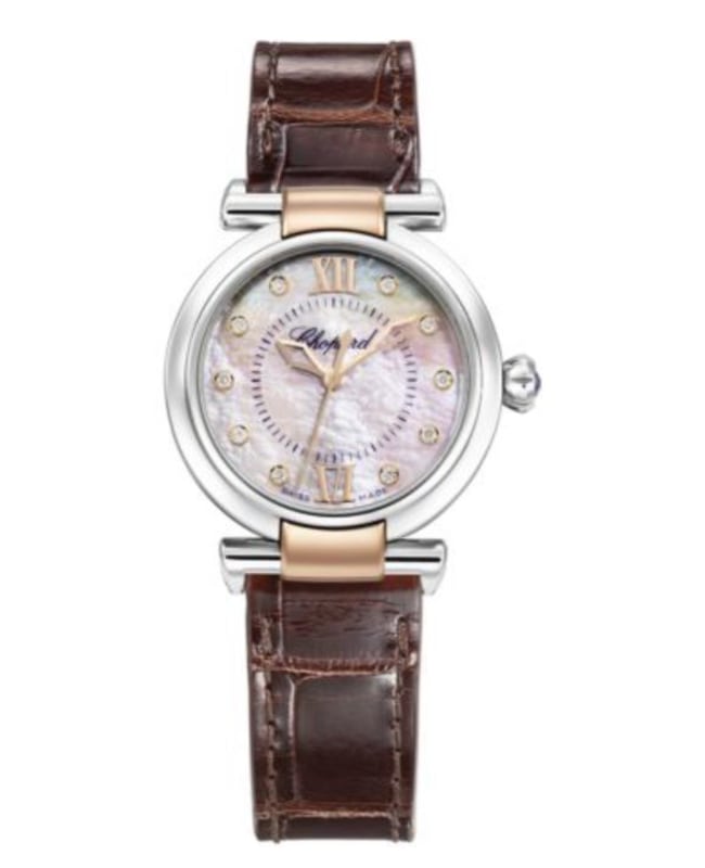 Chopard Imperiale Automatic 29mm Mother of Pearl Dial Rose Gold Leather Strap Women's Watch 388563-6013