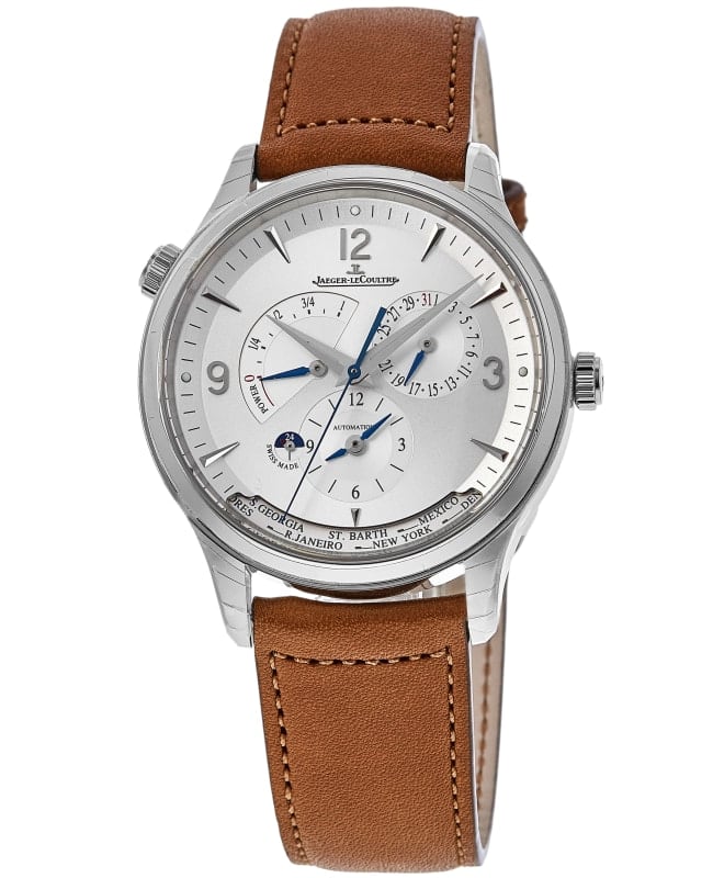 Jaeger LeCoultre Master Control Geographic Silver Chronograph Dial Leather Strap Men’s Watch 4128420 4128420