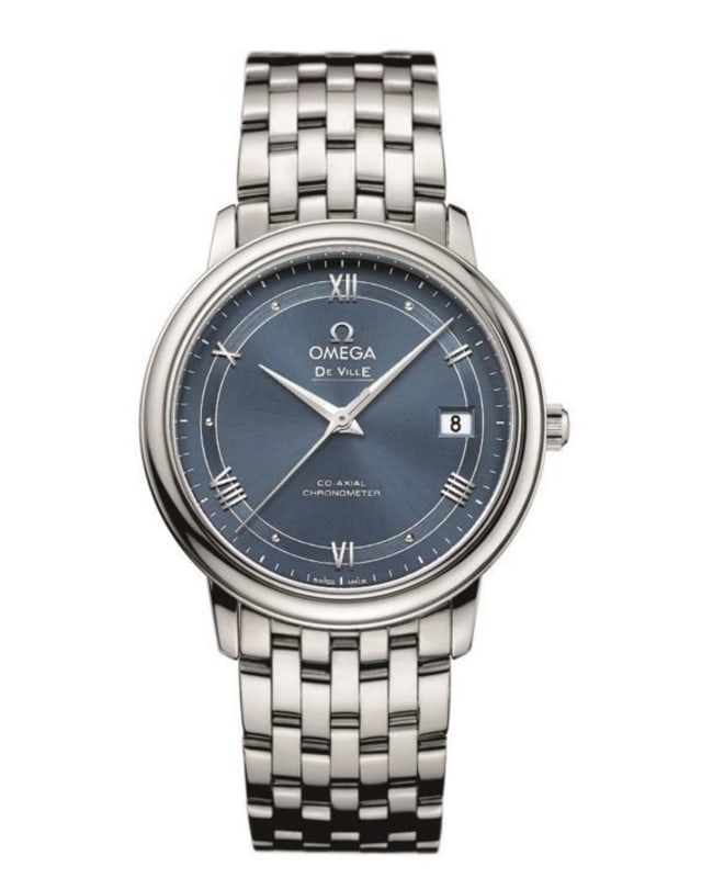 Omega De Ville Prestige Co-Axial 36.8mm Automatic Blue Railroad Dial Women’s Watch 424.10.37.20.03.002 424.10.37.20.03.002