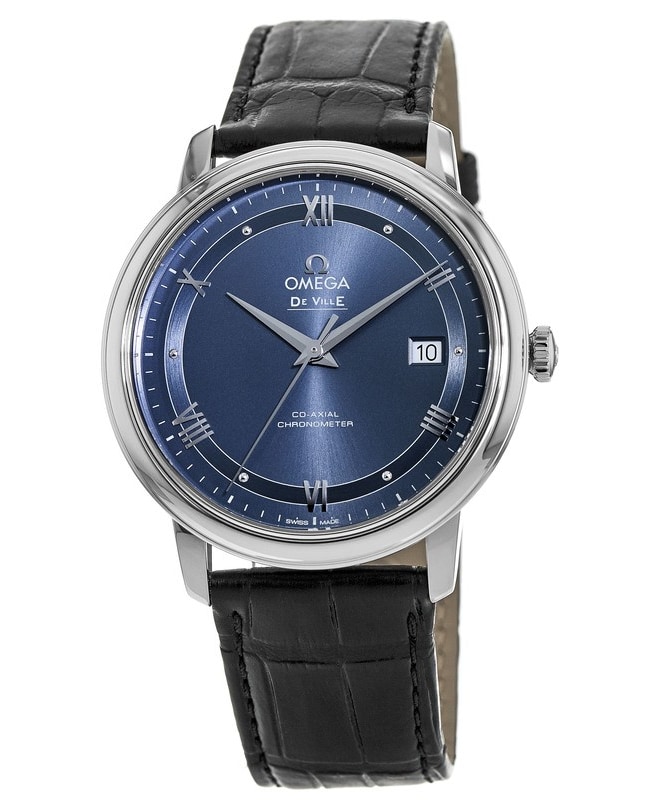 Omega De Ville Prestige Co-Axial 39.5mm Blue Dial Leather Strap Men’s Watch 424.13.40.20.03.002 424.13.40.20.03.002