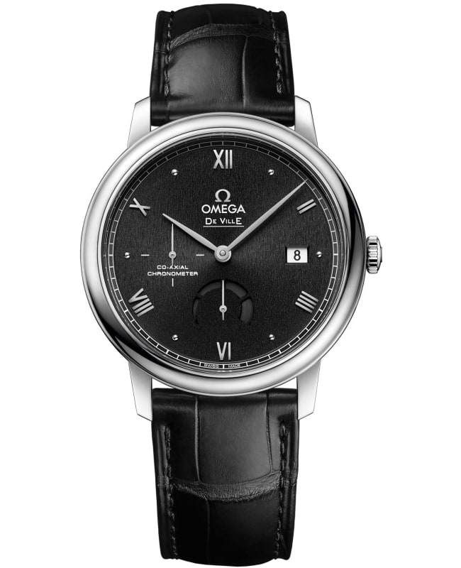 Omega De Ville Prestige Power Reserve Co-Axial Black Dial Leather Strap Men’s Watch 424.13.40.21.01.002 424.13.40.21.01.002