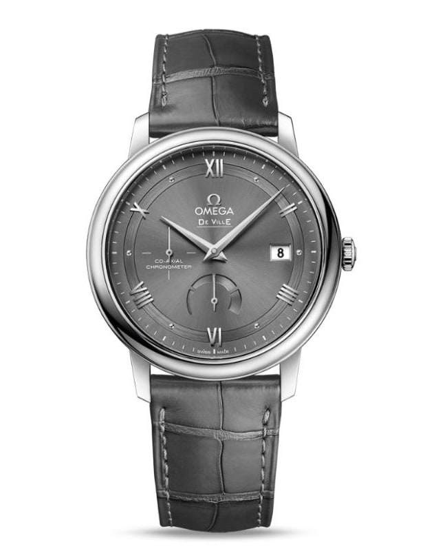 Omega De Ville Prestige Co-Axial Chronograph Automatic Grey Dial Leather Strap Men's Watch 424.13.40.21.06.001 424.13.40.21.06.001