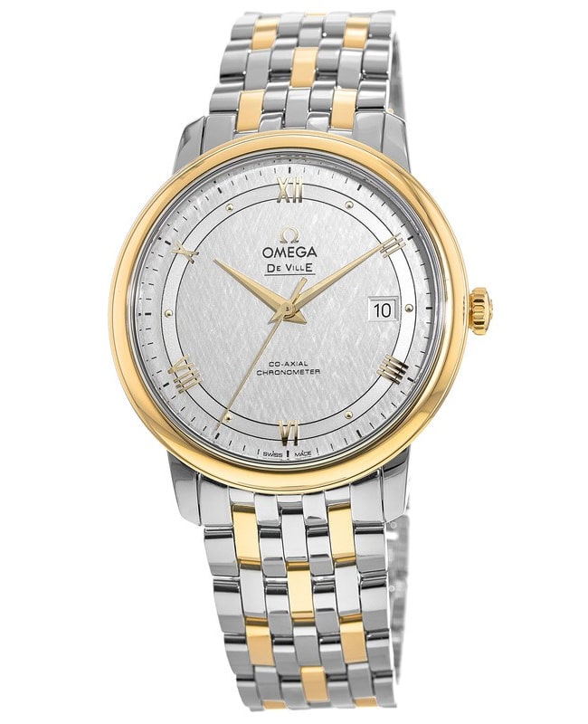 Omega De Ville Prestige Co-Axial 39.5mm Automatic Silver Dial Yellow Gold and Steel Men’s Watch 424.20.40.20.02.001 424.20.40.20.02.001