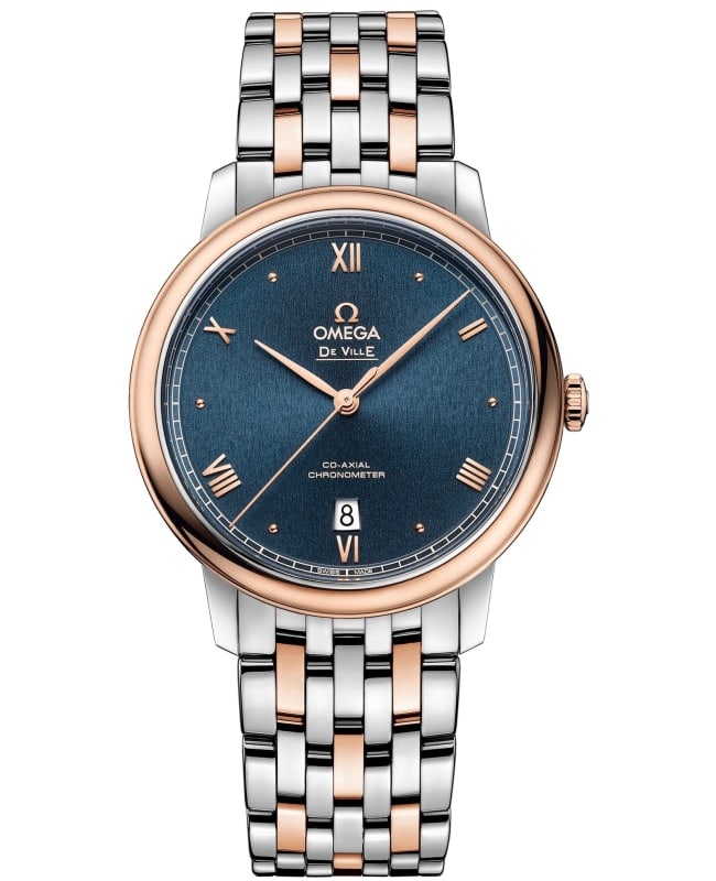 Omega De Ville Prestige Co-Axial 39.5mm Blue Dial Rose Gold and Steel Men’s Watch 424.20.40.20.03.001 424.20.40.20.03.001