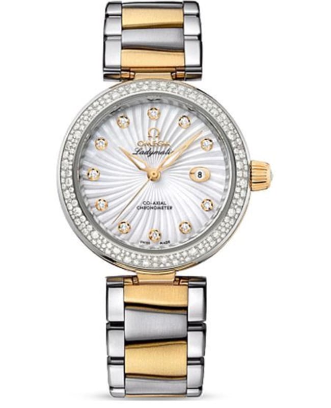 Omega De Ville Ladymatic Diamond White Dial Two-Tone 18K Yellow Gold & Stainless Steel Women's Watch 425.25.34.20.55.002