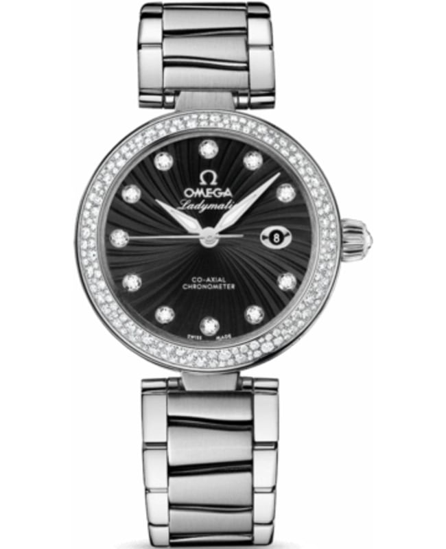 Omega De Ville Ladymatic Diamond Black Dial Stainless Steel Women's Watch 425.35.34.20.51.001