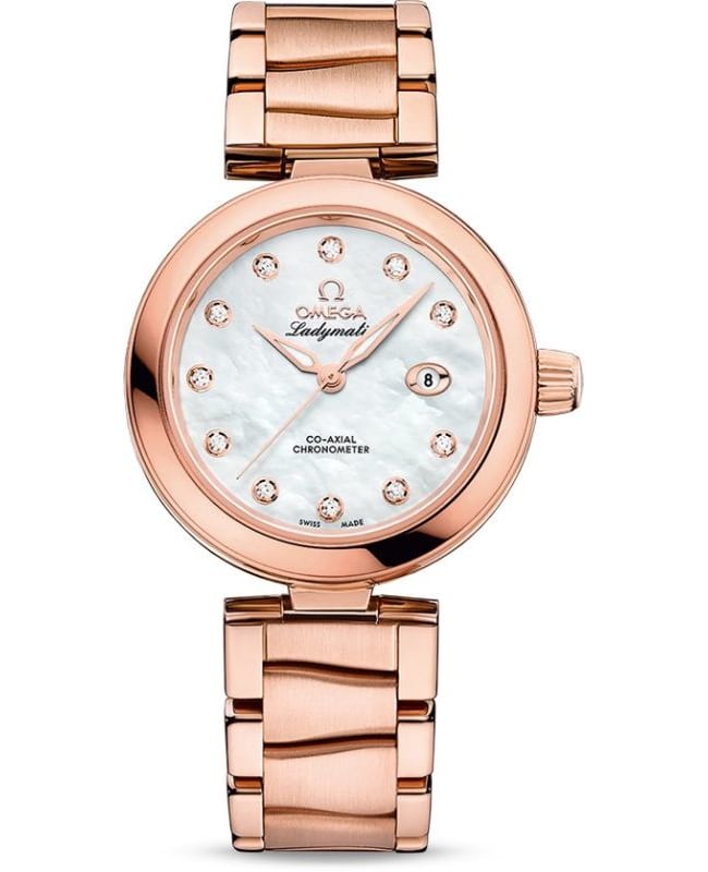 Omega De Ville Mother of Pearl Diamond Dial 18K Rose Gold Women's Watch 425.60.34.20.55.004