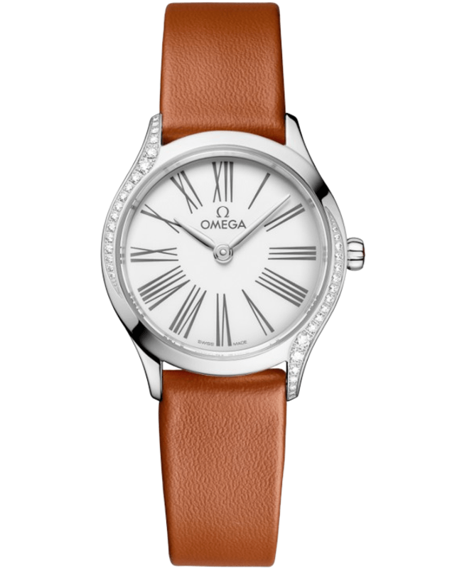 Omega De Ville Mini Tresor Diamond White Dial Leather Strap Women's Watch 428.17.26.60.04.004