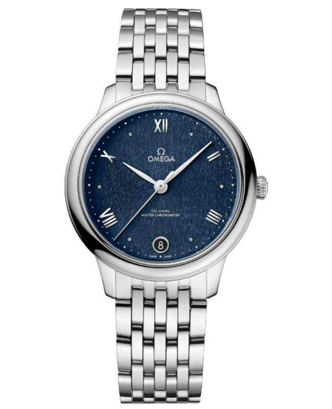 Omega De Ville Prestige CoAxial Master Chronometer 34mm Automatic Blue Dial Stainless Steel Womens Watch 43410342003002 43410342003002