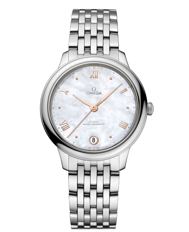 Omega De Ville Prestige Co-Axial Master Chronometer 34mm Automatic Mother of Pearl Dial Stainless Steel Women's Watch 434.10.34.20.05.001