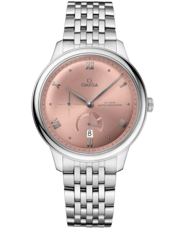 Omega De Ville Prestige Co-Axial Chronometer Power Reserve 41mm Automatic Salmon Dial Stainless Steel Men's Watch 434.10.41.21.10.001