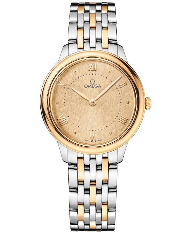 Omega De Ville Prestige Quartz 30mm Champagne Dial Two-Tone 18K Yellow Gold & Stainless Steel Women's Watch 434.20.30.60.08.001