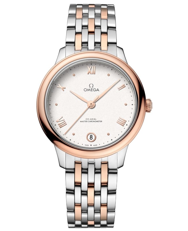 Omega De Ville Prestige Co-Axial Master Chronometer 34mm Automatic Silver Dial Two-Tone 18K Rose Gold & Stainless Steel Women's Watch 434.20.34.20.02.001