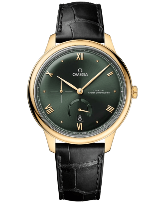 Omega De Ville Prestige CoAxial Chronometer Power Reserve 41mm Automatic Green Dial 18K Yellow Gold Leather Strap Mens Watch 43453412110001 434 Omega De Ville Prestige CoAxial Chronometer Power Reserve 41mm Automatic Green Dial 18K Yellow Gold Leather Strap Mens Watch 43453412110001 434