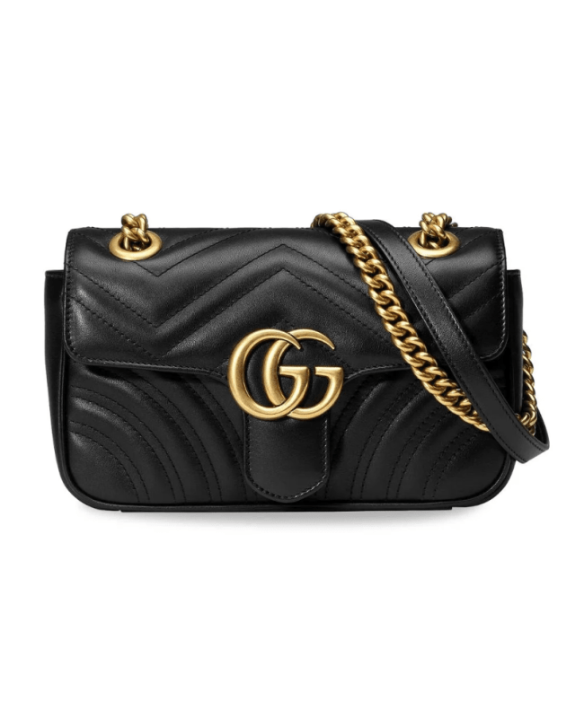 Black Leather GG Marmont Mini Bag