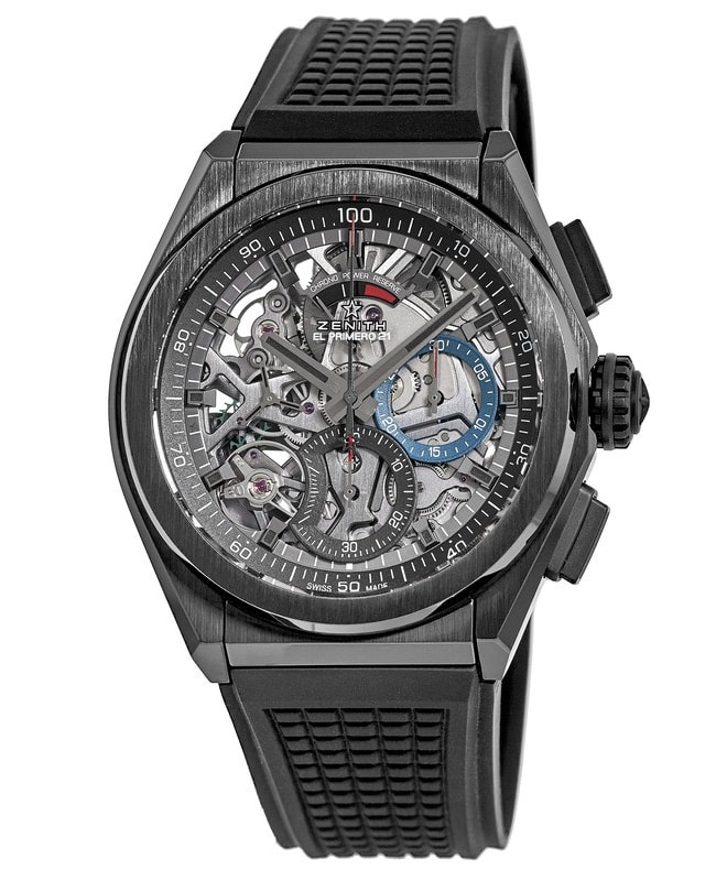 Zenith Defy El Primero 21 Skeleton Dial Ceramic Case Rubber Strap Men’s Watch