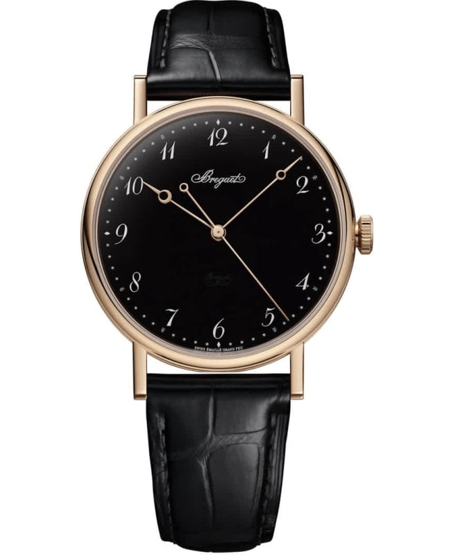 Breguet Classique Automatic 5177 Black Dial 18K Rose Gold Leather Strap Men's Watch 5177BR/2N/9V602