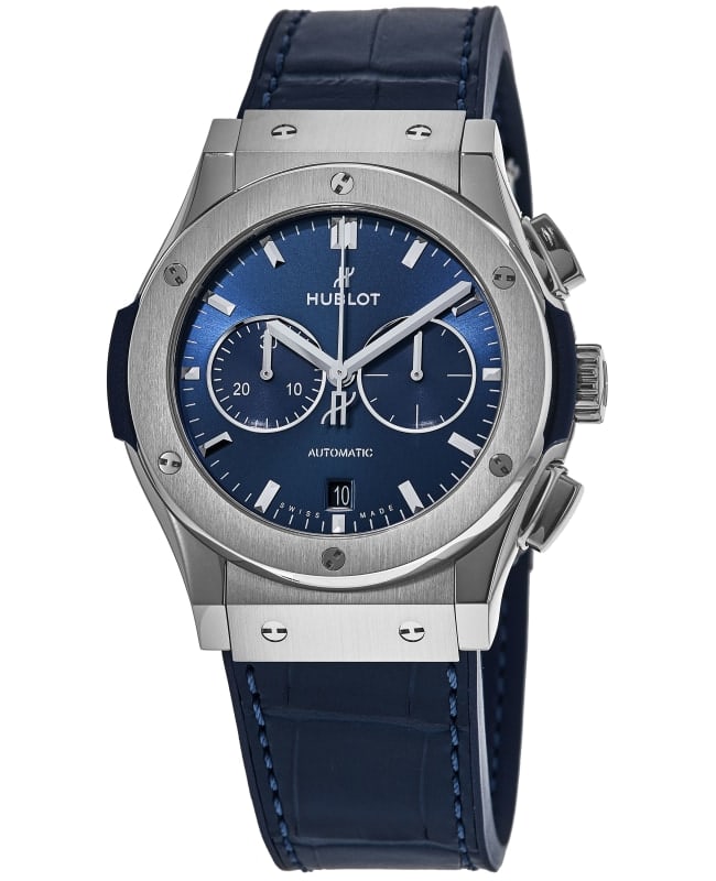 Hublot Classic Fusion Chronograph Blue Dial Leather Strap  Men's Watch 541.NX.7170.LR