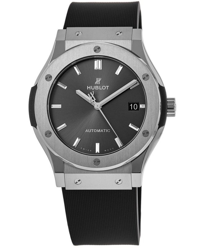 Hublot Classic Fusion 42mm Automatic Grey Dial Rubber Strap Men's Watch 542.NX.7071.RX
