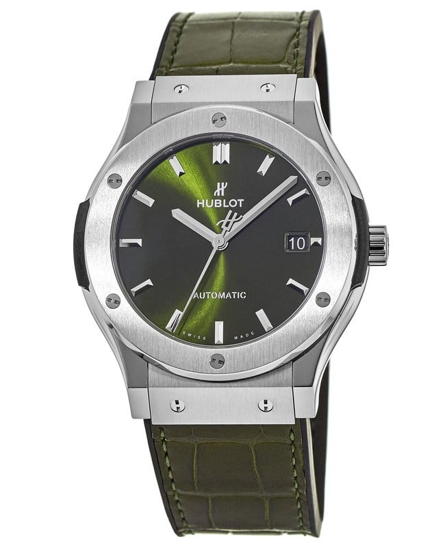 Hublot Classic Fusion Automatic Green Dial Leather Strap Men’s Watch