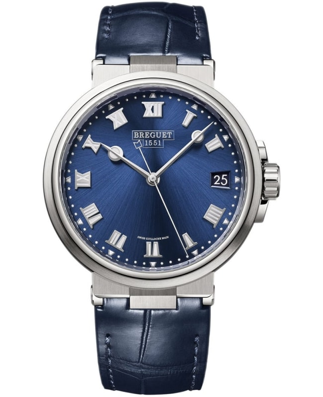 Breguet Marine Automatic 5517 Blue Dial Leather Strap Men's Watch 5517TI/Y1/9ZU