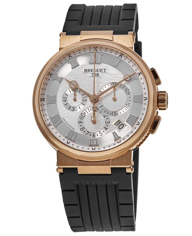 Breguet Marine Chronograph 42.3mm Silver Dial Rubber Strap Men's Watch 5527BR/12/5WV 5527BR/12/5WV