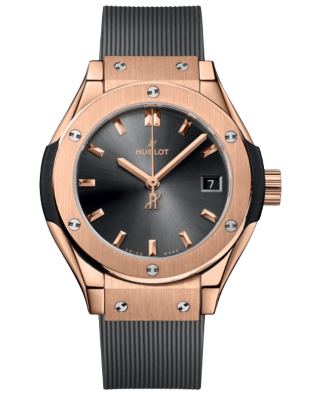 Hublot Classic Fusion Racing Grey King 18K Rose Gold 29mm Quartz Rubber Strap Women's Watch 591.OX.7080.RX 591.OX.7080.RX
