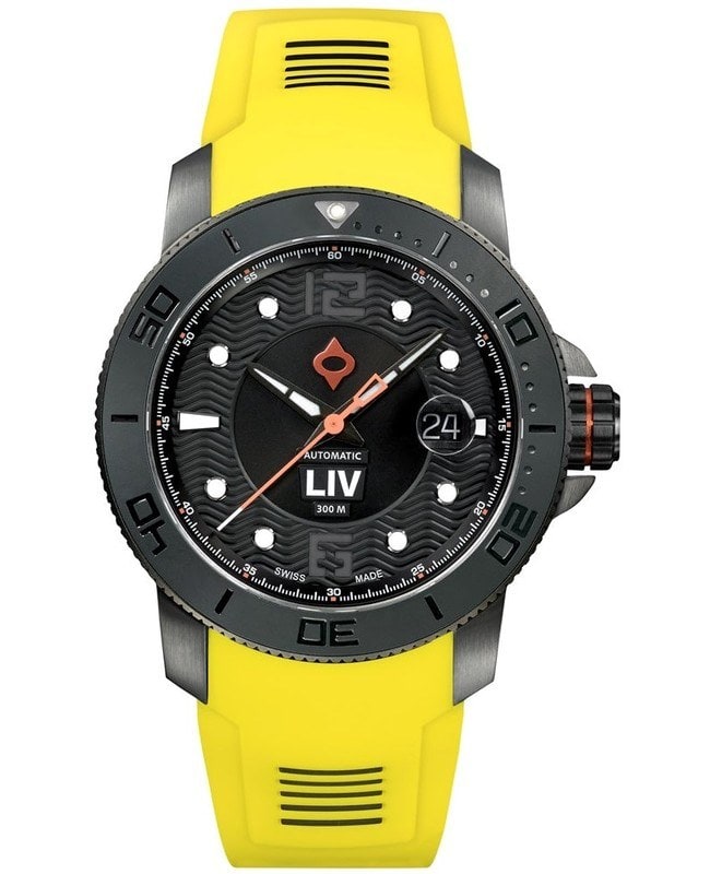 LIV Genesis GX-Diver’s Black Dial Silicone Strap Swiss Men’s Watch