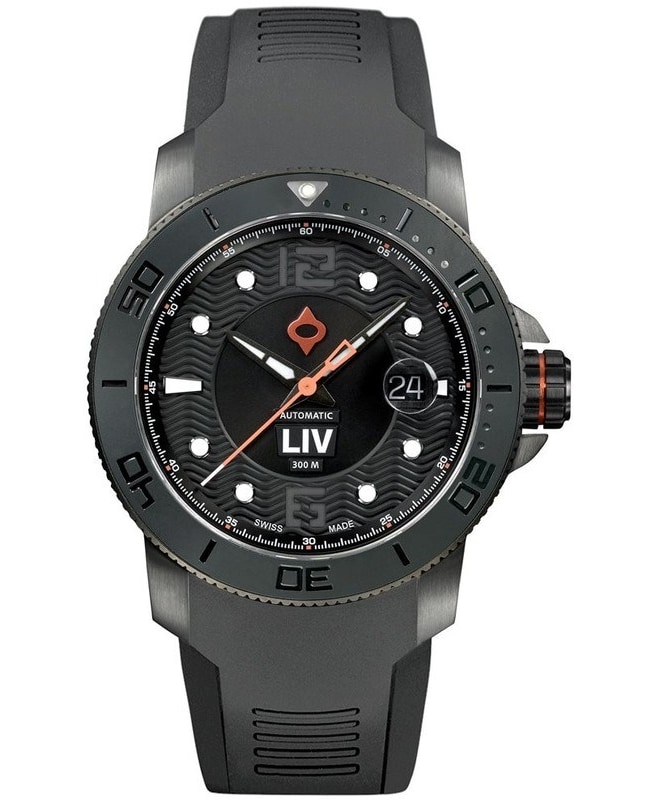 LIV Genesis GX-Diver’s Black Dial Silicone Strap Swiss Men’s Watch