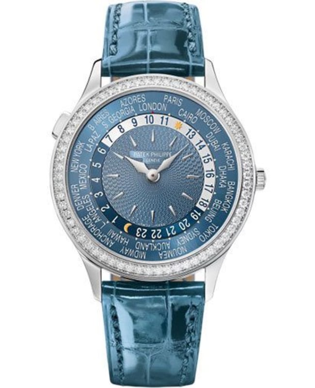 Patek Philippe Complications World Time Automatic Blue Diamond Unisex Watch 7130G-014