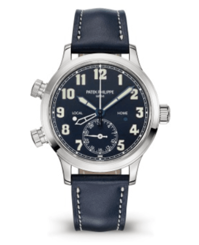 Patek Philippe Calatrava Pilot Travel Time Blue Dial Leather Strap Unisex Watch 7234G001 7234G001