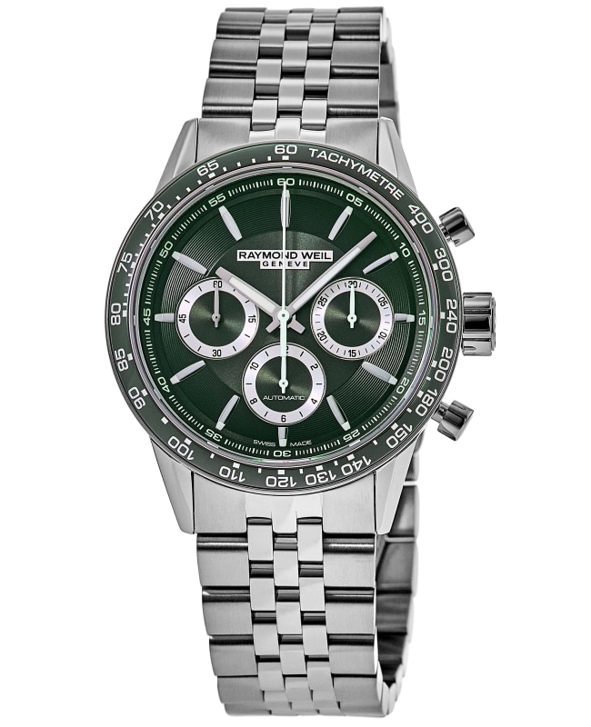 Raymond Weil Freelancer Automatic Chronograph Green Dial Steel Men's Watch 7741-ST7-52021