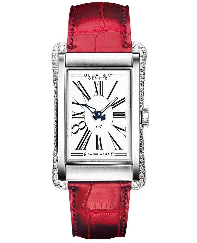 Bedat No. 7 Red Leather Strap and Diamond Case Men's Watch 788.030.101 788.030.101
