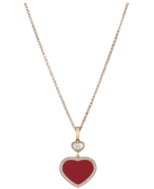 Chopard Happy Hearts Icons 18K Rose Gold, Diamond and Red Stone Women's Pendant 79A074-5801 79A074-5801