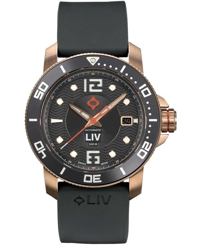 LIV Genesis GX-Diver’s Limited Edition Grey Dial Rose Gold Rubber Strap Swiss Men’s Watch